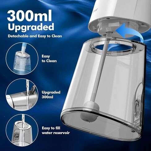 Cordless Water Dental Flosser for Teeth, with 8 Jet Tips, 300ML Tank Oral Irrigator Portable with 4 Modes IPX7 Waterproof Rechargeable Water Floss for Home Travel, Adults Teeth Cleaning (Black) in Saudi Arabia