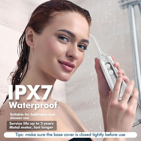 Cordless Water Dental Flosser for Teeth, with 8 Jet Tips, 300ML Tank Oral Irrigator Portable with 4 Modes IPX7 Waterproof Rechargeable Water Floss for Home Travel, Adults Teeth Cleaning (Black) in Saudi Arabia