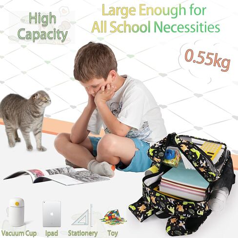 Clear Backpack,16'' Clear Backpack for Boys Heavy Duty School Backpacks See Through Bookbag for Kids 4 to 8,Black Dinosaur in Kuwait