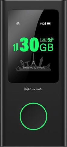 جلوكالمي راوتر واي فاي محمول 5G من نومين اير 5 مع نطاقات تردد عالمية، لا يتطلب شريحة اتصال، يدعم 16 جهاز في وقت واحد، بطارية 5400mAh، نقطة اتصال واي فاي للسفر او المنزل (اسود) in Kuwait