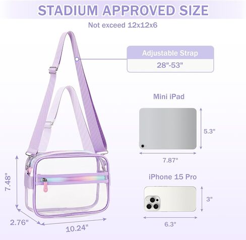 Clear Bag for Stadium Events Transparent Crossbody Bag Purse Adjustable Strap Shoulder Bags in Saudi Arabia