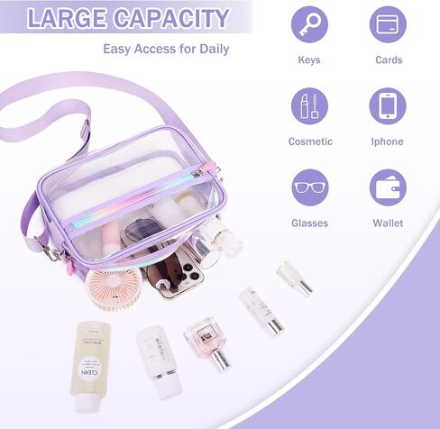 Clear Bag for Stadium Events Transparent Crossbody Bag Purse Adjustable Strap Shoulder Bags in Saudi Arabia