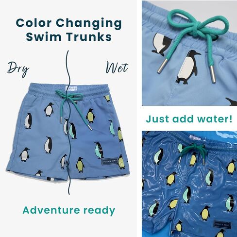 Holly & Beau Color Changing Swim Trunks for Boys, Crafted from Eco-Conscious Materials, Swim Trunks with Elastic Waistband in Saudi Arabia