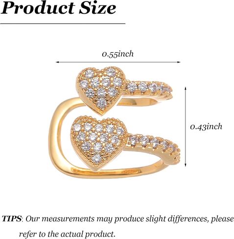 Ear Cuffs for Women Heart Clip On Earrings Dainty CZ Cartilage Earrings Non Piercing Ear Wrap Earrings Gold Fake Earrings Trendy Jewelry Gift for Women in Saudi Arabia