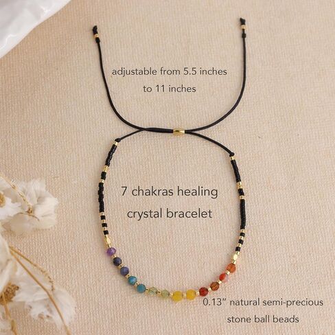 Seed Beads Gemstone Bracelets for Women, Boho Handmade Adjustable Natural Stone Bracelet Summer Beach Jewelry Gift. in Kuwait