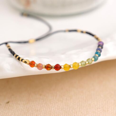 Seed Beads Gemstone Bracelets for Women, Boho Handmade Adjustable Natural Stone Bracelet Summer Beach Jewelry Gift. in Kuwait