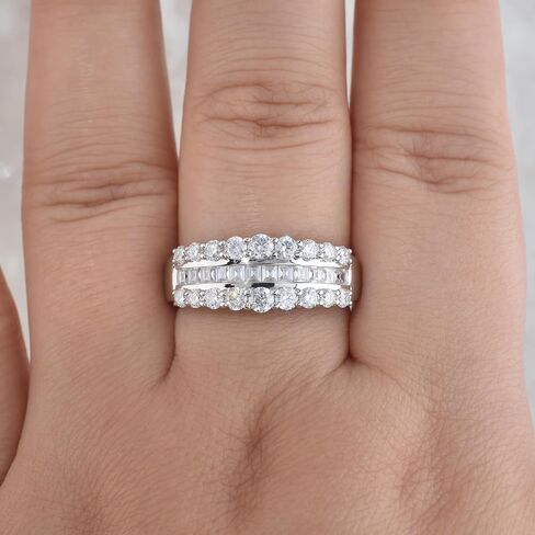 Newshe Jewellery Wide Moissanite Wedding Bands for Women Engagement Rings 925 Sterling Silver Emerald Eternity Ring Round Size 5-10 in Saudi Arabia
