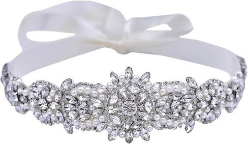 Rhinestone Bridal Belt Pearl Crystal Wedding Dress Belt Elegant Prom Gowns Accessories in Saudi Arabia