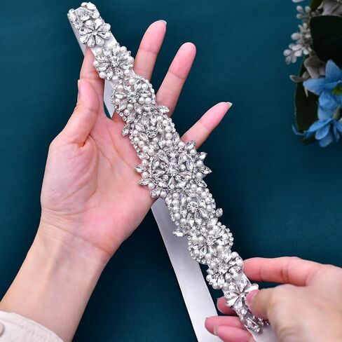 Rhinestone Bridal Belt Pearl Crystal Wedding Dress Belt Elegant Prom Gowns Accessories in Saudi Arabia