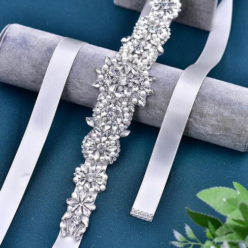 Rhinestone Bridal Belt Pearl Crystal Wedding Dress Belt Elegant Prom Gowns Accessories in Saudi Arabia