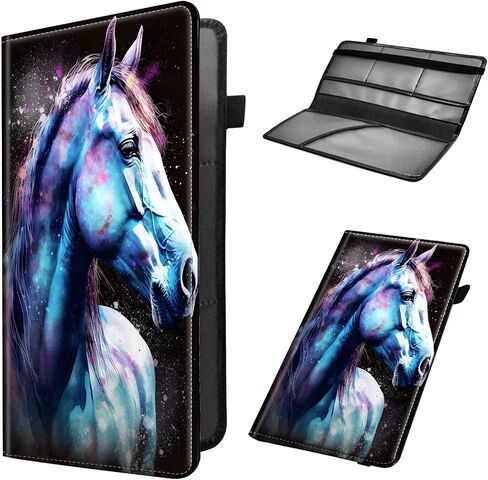 Car Registration and Insurance Holder, Leather Car Glove Box Organizer, Cool Car Accessories for ID, Driver's License Cards & Essential Document,business cards,Men&Women,Watercolor Horses in Kuwait