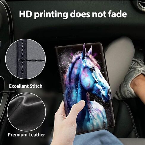 Car Registration and Insurance Holder, Leather Car Glove Box Organizer, Cool Car Accessories for ID, Driver's License Cards & Essential Document,business cards,Men&Women,Watercolor Horses in Kuwait