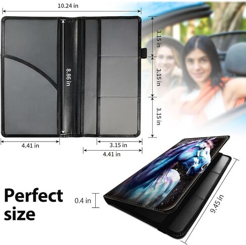Car Registration and Insurance Holder, Leather Car Glove Box Organizer, Cool Car Accessories for ID, Driver's License Cards & Essential Document,business cards,Men&Women,Watercolor Horses in Kuwait