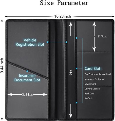 Car Registration and Insurance Holder, Vehicle Glove Box Car Organizer Men Women Car Accessories with Magnetic Shut for Cards, Essential Document, Driver License Compatible with Dodge in Saudi Arabia