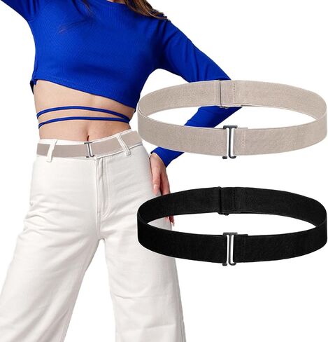 2 Pcs No Show Stretch Belt for Women, Adjustable Sweater Tuck Band, Elastic Belt for Jeans Pants Tuck Sweaters in Kuwait