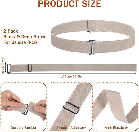 2 Pcs No Show Stretch Belt for Women, Adjustable Sweater Tuck Band, Elastic Belt for Jeans Pants Tuck Sweaters in Kuwait