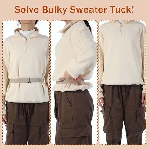 2 Pcs No Show Stretch Belt for Women, Adjustable Sweater Tuck Band, Elastic Belt for Jeans Pants Tuck Sweaters in Kuwait