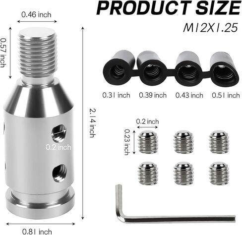M12x1.25 محول مقبض التحول ، مجموعة محول تحول العتاد من الألومنيوم مع خراطيم 4 أحجام ، غطاء مقبض الترس العالمي للمحللات اليدوية غير المتقدمة ، محول مقبض تحول عصا السيارة (الفضة) in Kuwait
