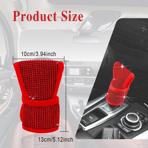 Bling Auto Gear Shift Knob Cover, Car Knob Gear Stick Protector, Leather Auto Gear Shift Knob Cover with Crystal Bling Rhinestones, Universal Vehicle Decoration Accessories for Girls Lady in Saudi Arabia