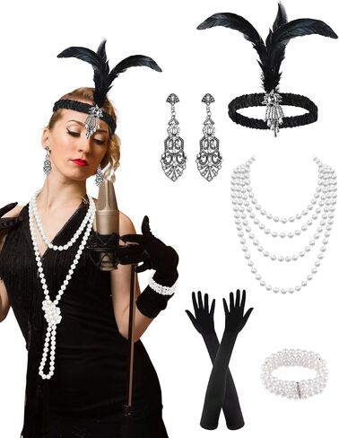PLULON 1920s Accessories for Women, Great Gatsby Flapper Dress Accessories Fashion Roaring 20s Costume for Women in Kuwait