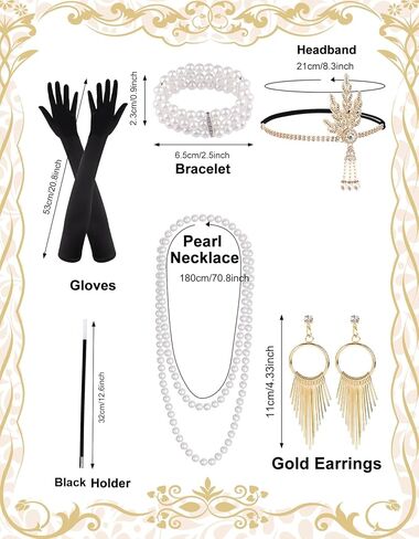 PLULON 1920s Accessories for Women, Great Gatsby Flapper Dress Accessories Fashion Roaring 20s Costume for Women in Kuwait