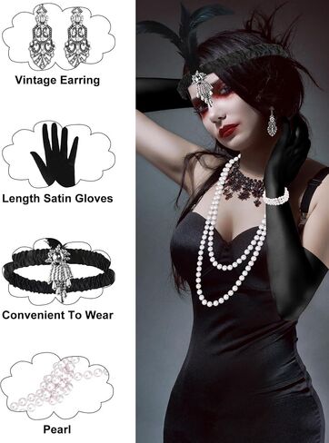 PLULON 1920s Accessories for Women, Great Gatsby Flapper Dress Accessories Fashion Roaring 20s Costume for Women in Kuwait