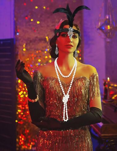PLULON 1920s Accessories for Women, Great Gatsby Flapper Dress Accessories Fashion Roaring 20s Costume for Women in Kuwait