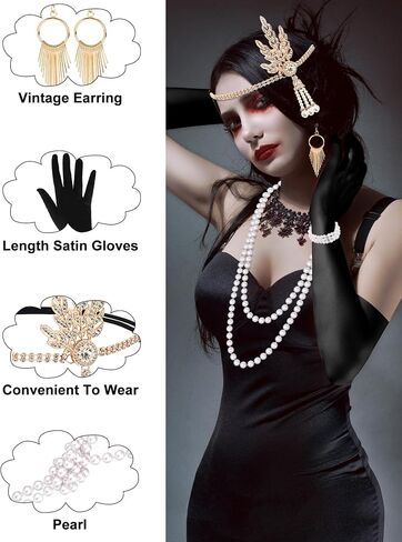 PLULON 1920s Accessories for Women, Great Gatsby Flapper Dress Accessories Fashion Roaring 20s Costume for Women in Kuwait