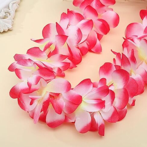 1 Set Hawaiian Leis,Tropical Flower Lei Necklace Bracelets Headband Set Tropical Lei Bulk Beach Hawaii Luau Party Favors Decor Summer Pool Birthday Party Supplies (Pink set) in Saudi Arabia