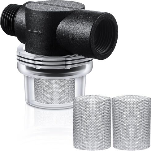 Water Pump Strainer Filter Set Include Twist On Pipe Strainer and Extra 50 Mesh Stainless Steel Filter Screen, RV Replacement 1/2 Sediment Filter Compatible with WFCO Pumps in Saudi Arabia