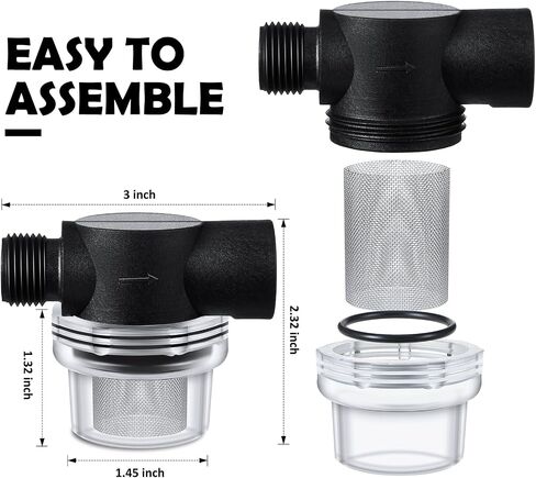 Water Pump Strainer Filter Set Include Twist On Pipe Strainer and Extra 50 Mesh Stainless Steel Filter Screen, RV Replacement 1/2 Sediment Filter Compatible with WFCO Pumps in Saudi Arabia