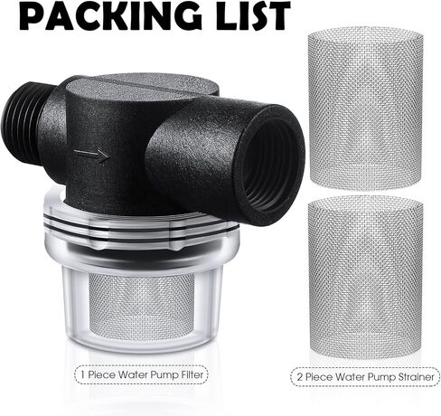 Water Pump Strainer Filter Set Include Twist On Pipe Strainer and Extra 50 Mesh Stainless Steel Filter Screen, RV Replacement 1/2 Sediment Filter Compatible with WFCO Pumps in Saudi Arabia