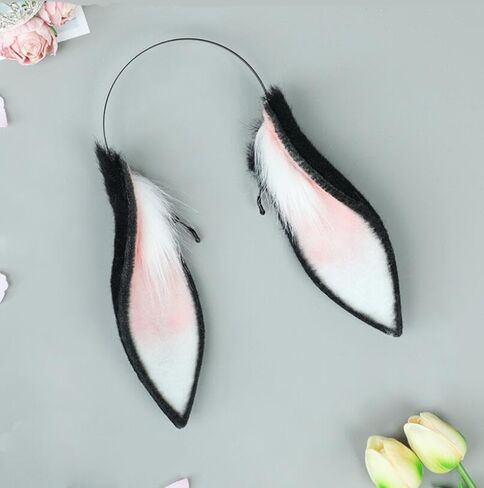Rabbit Ears Handmade Animal Ears Halloween Cosplay Bunny Ears Flower Headband in Saudi Arabia