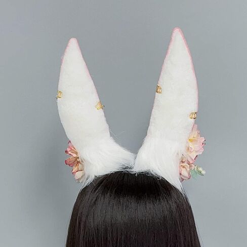Rabbit Ears Handmade Animal Ears Halloween Cosplay Bunny Ears Flower Headband in Saudi Arabia