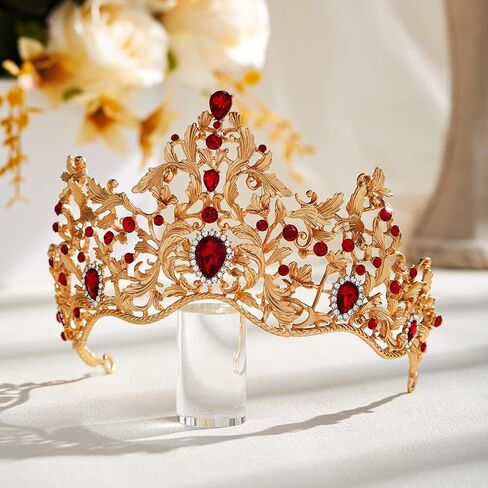 AW BRIDAL Gold Crown for Women, Baroque Queen Crown - Crystal Gold Tiara for Wedding Birthday headband Cake Topper Quinceanera Pageant Prom Headband Christmas Gift in Kuwait