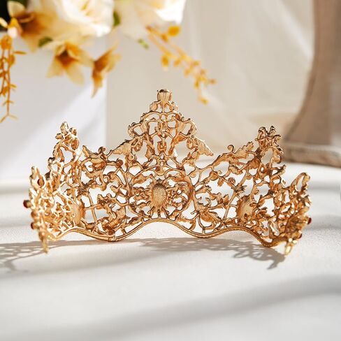 AW BRIDAL Gold Crown for Women, Baroque Queen Crown - Crystal Gold Tiara for Wedding Birthday headband Cake Topper Quinceanera Pageant Prom Headband Christmas Gift in Kuwait