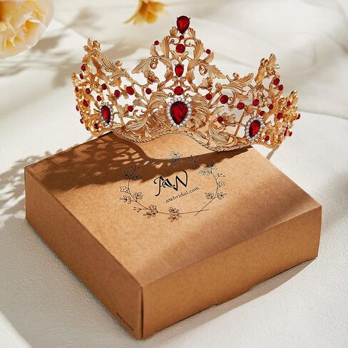 AW BRIDAL Gold Crown for Women, Baroque Queen Crown - Crystal Gold Tiara for Wedding Birthday headband Cake Topper Quinceanera Pageant Prom Headband Christmas Gift in Kuwait