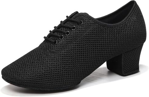 Women's Dance Shoes Close Toe Low Heel Lace up Latin Salsa Ballroom Practice Teaching Shoes in Kuwait