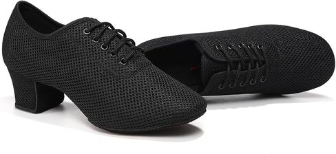 Women's Dance Shoes Close Toe Low Heel Lace up Latin Salsa Ballroom Practice Teaching Shoes in Kuwait