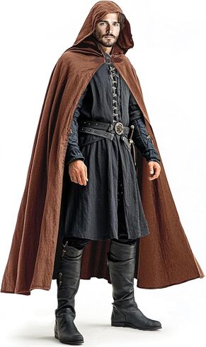 Ibeauti Renaissance Hooded Cloak Linen Cloak Halloween Medieval Costume Cape Women Men in Saudi Arabia
