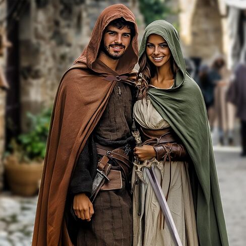 Ibeauti Renaissance Hooded Cloak Linen Cloak Halloween Medieval Costume Cape Women Men in Saudi Arabia