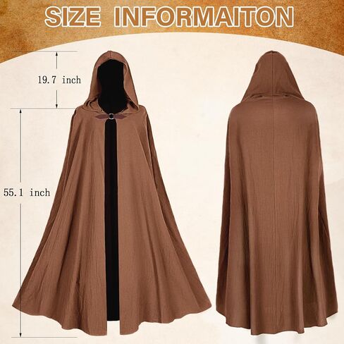 Ibeauti Renaissance Hooded Cloak Linen Cloak Halloween Medieval Costume Cape Women Men in Saudi Arabia