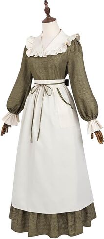 Nuoqi Prairie Dress Women Compleal Collial Colleial Assity Long Victorian Pioneer Press مع غطاء محرك السيارة in Kuwait