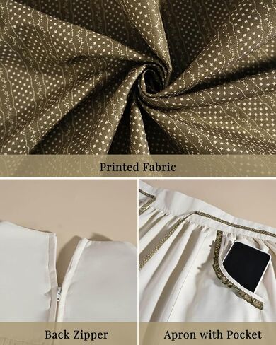 Nuoqi Prairie Dress Women Compleal Collial Colleial Assity Long Victorian Pioneer Press مع غطاء محرك السيارة in Kuwait