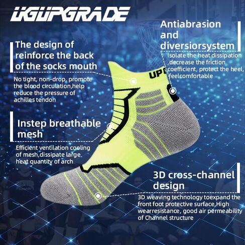 Professional Marathon Running Socks - Moisture wicking,shock absorbing and anti-slip,men and women,3 pairs in Saudi Arabia