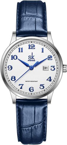 SK Classic Easy Read Watch for Women with Genuine Leather Band Ladies Calendar Watch in Saudi Arabia