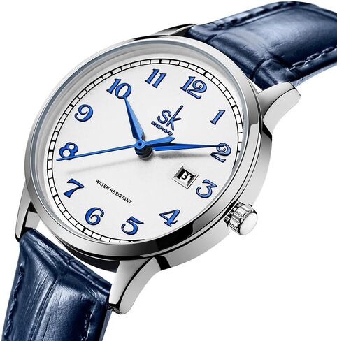 SK Classic Easy Read Watch for Women with Genuine Leather Band Ladies Calendar Watch in Saudi Arabia
