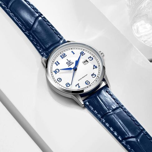 SK Classic Easy Read Watch for Women with Genuine Leather Band Ladies Calendar Watch in Saudi Arabia