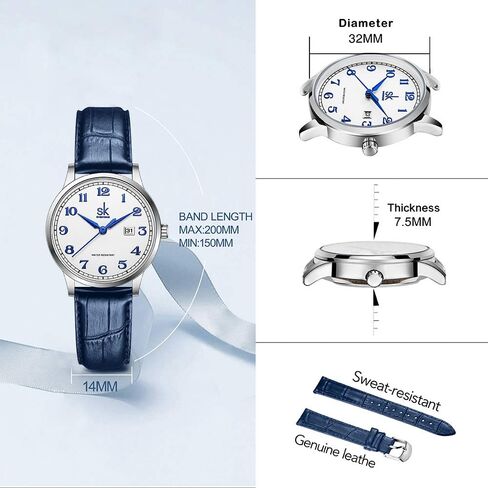 SK Classic Easy Read Watch for Women with Genuine Leather Band Ladies Calendar Watch in Saudi Arabia