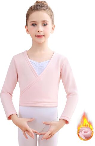 Ballet Wrap Top Girls Ballerina Sweater Fleece Dance Shrug Cardigan Long Sleeve in Saudi Arabia